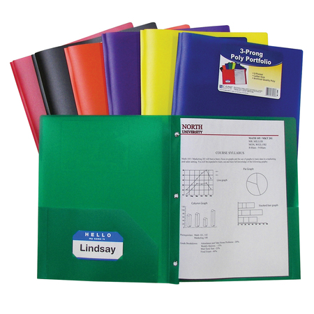 C-LINE PRODUCTS Two Pocket Poly Portfolios Folder with Prongs, PK36 33960